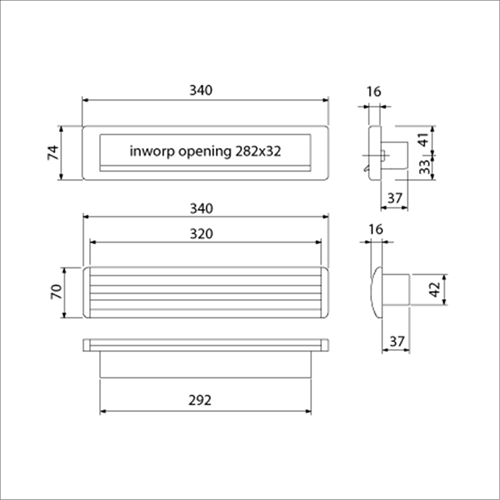 Ami briefplaat tochtklep ep 965 f1 schachtdelen deurdikte 38 42 climate comfort - 400527