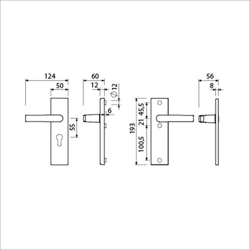 Ami ferramenta di sicurezza 193*50 cilindro profilo esterno 55 tenda interna + maniglia 332 f1 anta spessore 38 42 mm - 821236