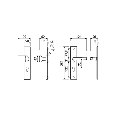 Ami ferramenta di sicurezza 251 50 cilindro a profilo 72 varo 144 f1 + cilindro a profilo 72 + 332 m6 spessore anta 53 57 mm - 804661