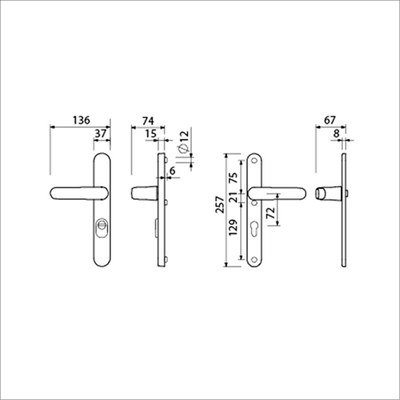 Herraje de seguridad ami 378 rota resorte 257 37 2 kt 72 f1 a z 378 rota resorte 257 32 2 perfil cilindro 72 espesor puerta 53 57 mm - 844416