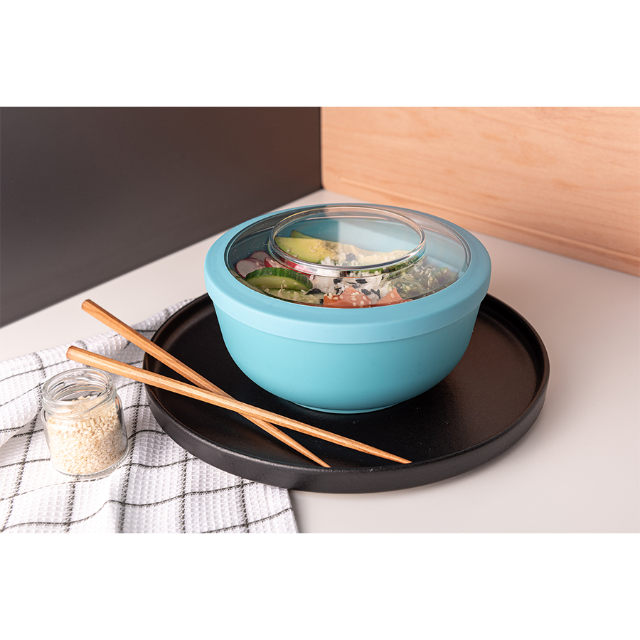 Amuse Life Ciotola per il pranzo con coperchio blu 1000ml