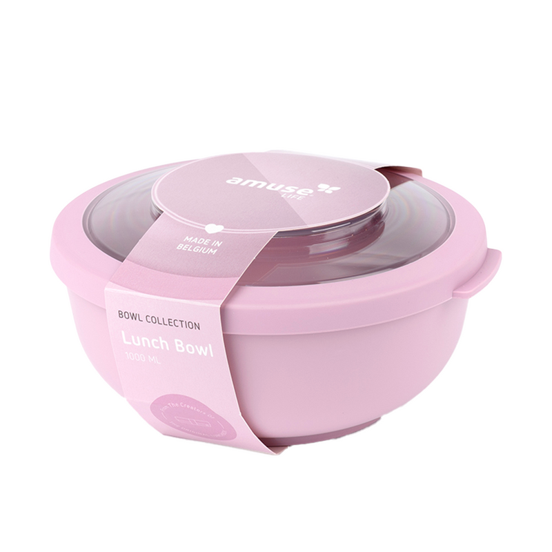 Amuse Life Ciotola per il pranzo con coperchio rosa 1000ml
