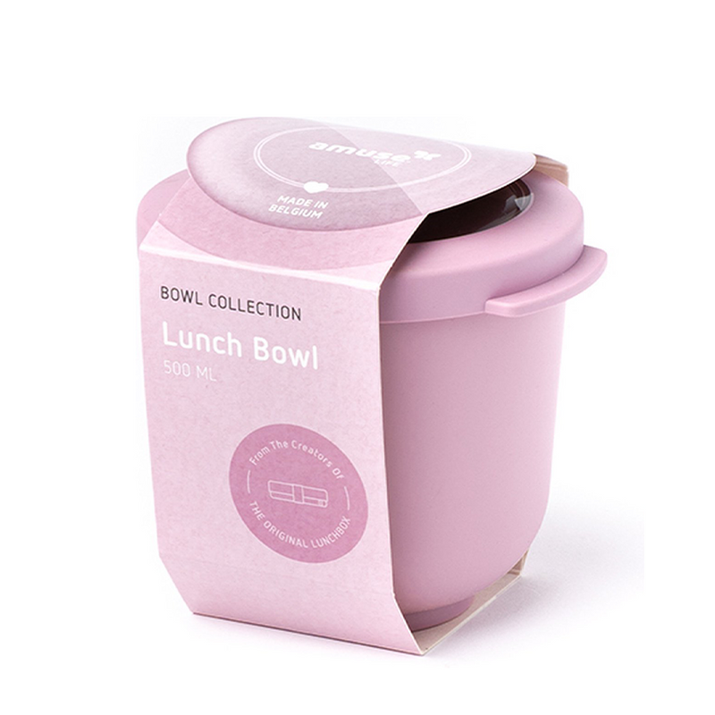 Amuse Life Ciotola per il pranzo con coperchio rosa 500ml