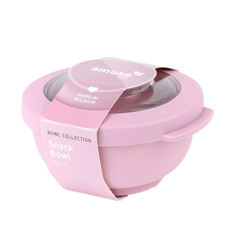 Amuse life ciotola snack con coperchio rosa 200ml