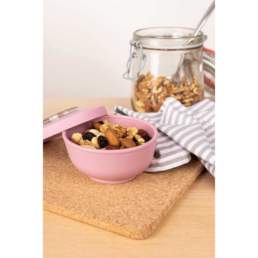 Amuse life ciotola snack con coperchio rosa 200ml