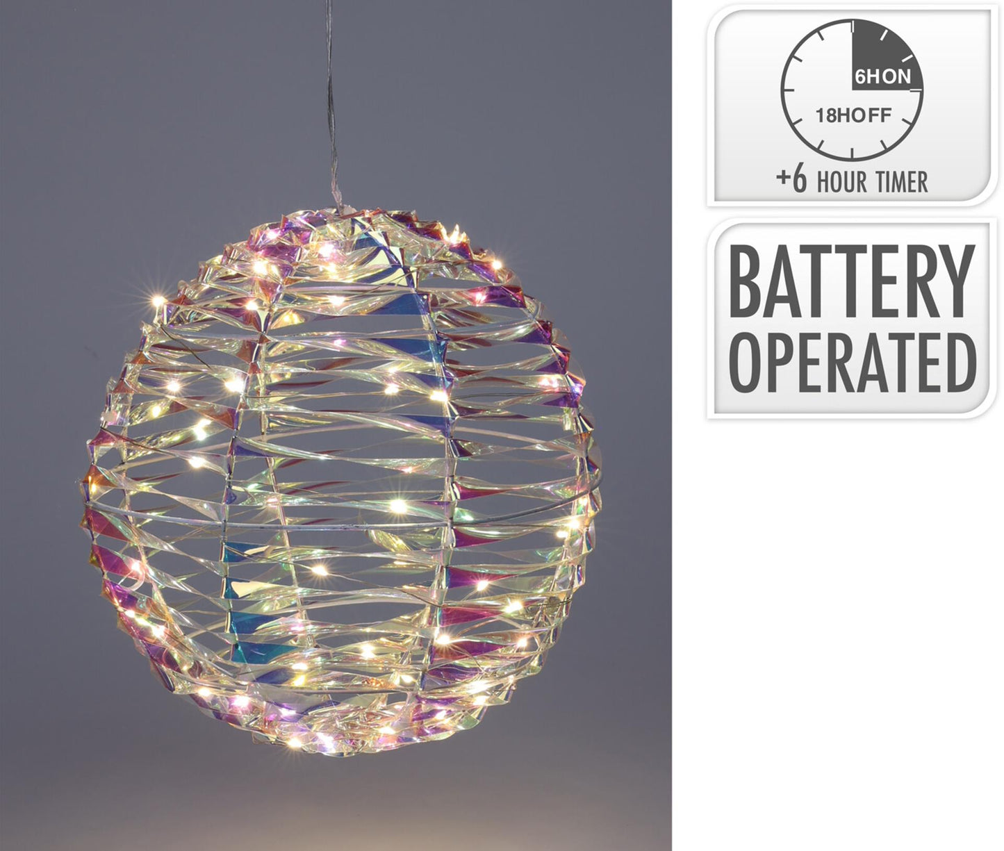 Bola de peinado para el hogar 25 cm 40 LED iridiscentes con batería