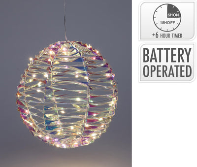 Sfera per lo styling domestico 25 cm 40 LED iridescenti a batteria
