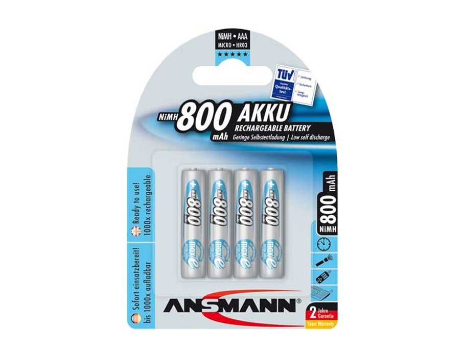 Batterie ansmann nimh batteria micro aaa 800 mAh 4 pezzi