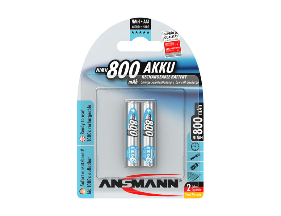 Batterie ansmann nimh batteria micro aaa 800 mAh 2 pezzi
