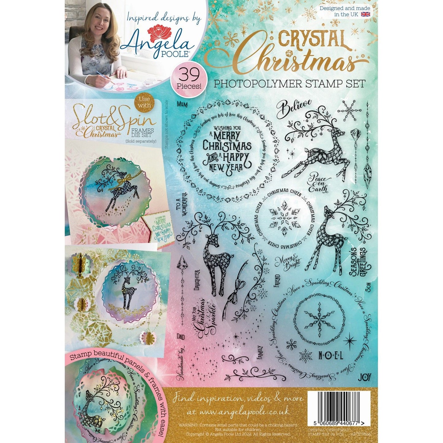 Expresiones creativas angela poole • juego de sellos de fotopolímero cristal navidad a4