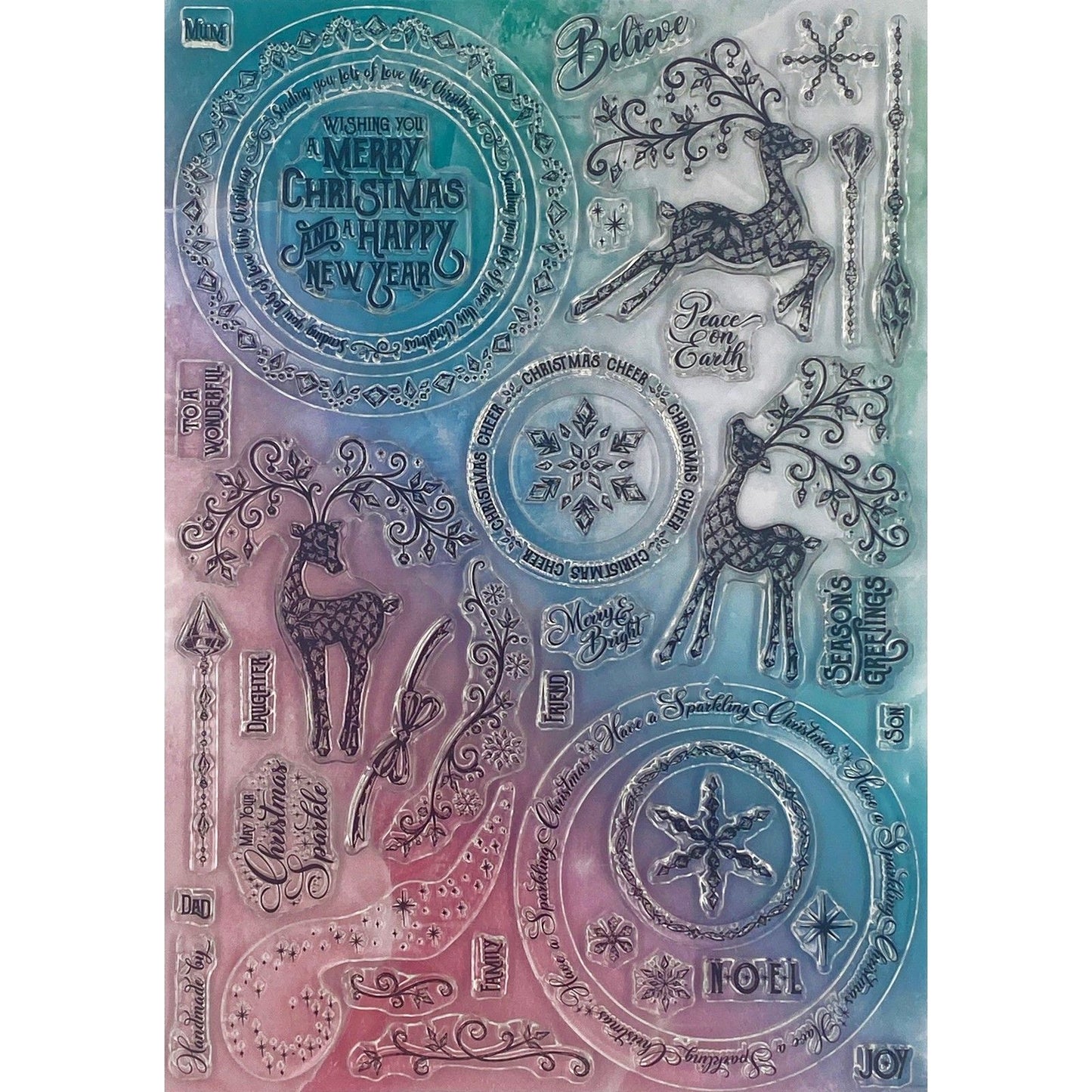 Expresiones creativas angela poole • juego de sellos de fotopolímero cristal navidad a4
