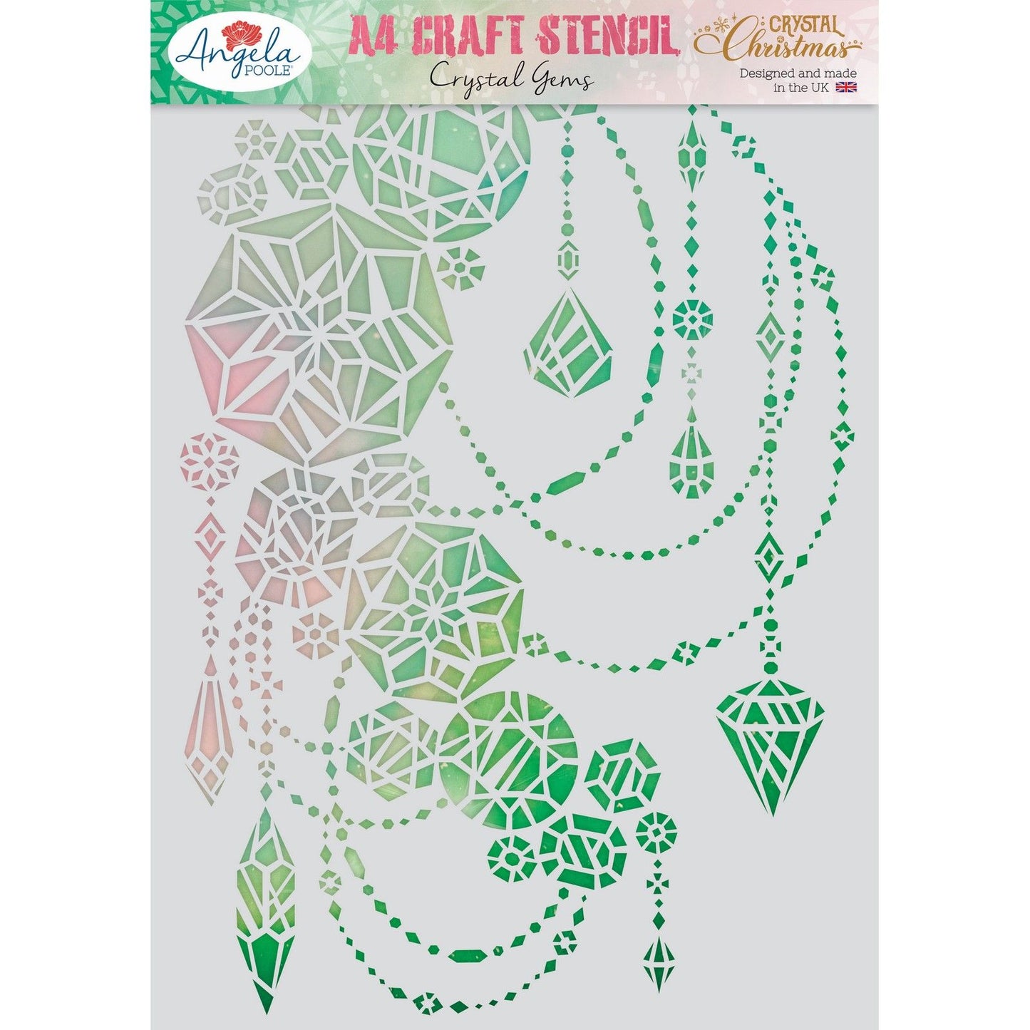 Angela Poole • stencil artigianale gemme di cristallo a4