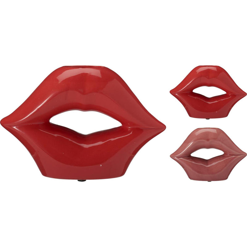 Home Styling jarrón labios 20cm rojo o rosa