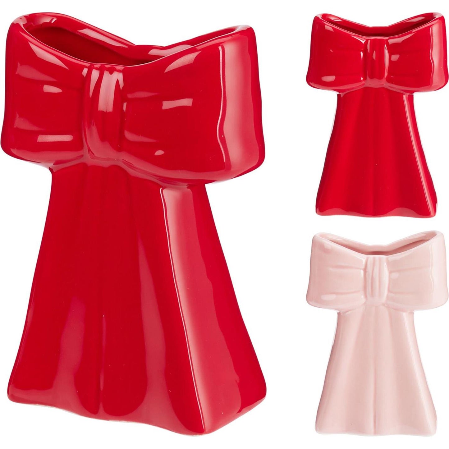 Home styling strik vaas 13cm rood of roze