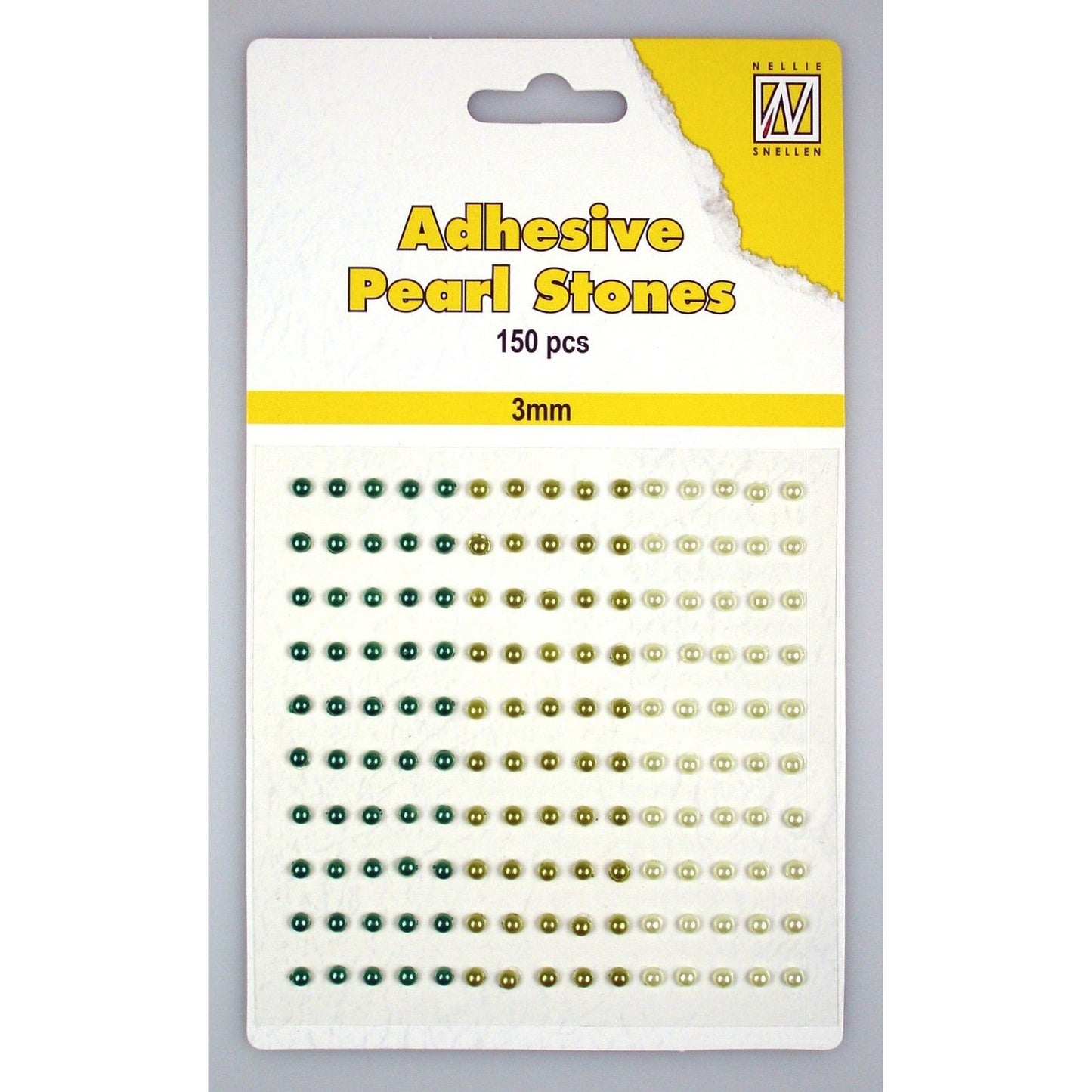 La scelta di Nellie • perle adesive 150 pezzi foglio 3mm 3 toni di verde