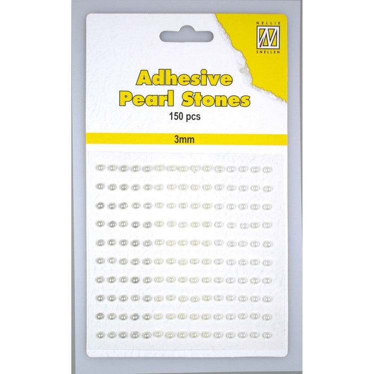 Nellie's choice • adhesive pearls 150stuks sheet 3mm 3 tones white