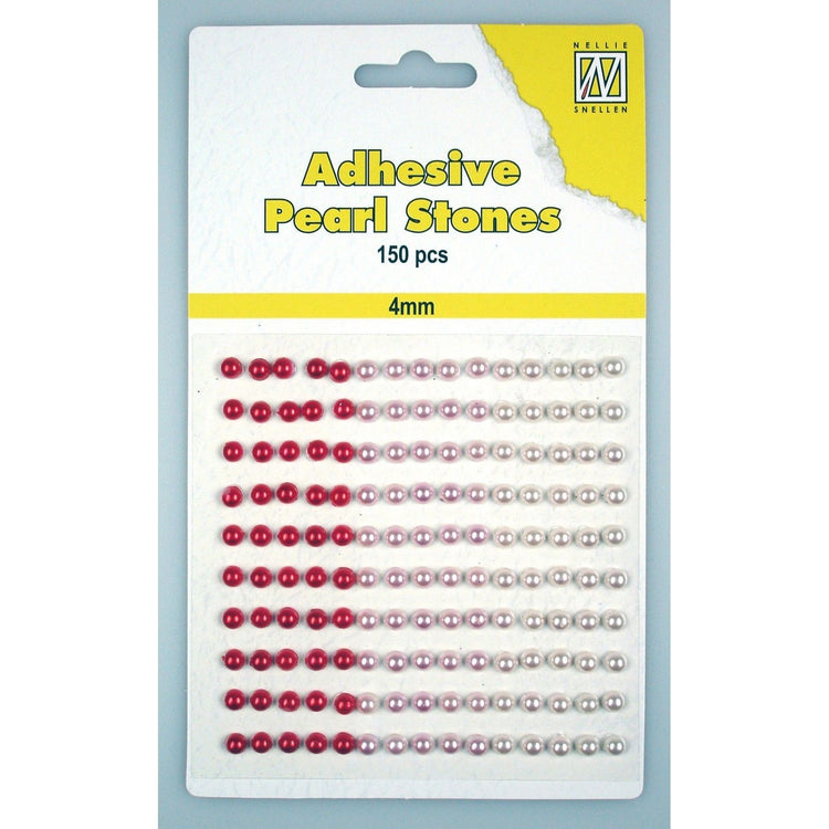 Nellie's choice • adhesive pearls 150stuks sheet 4mm 3 tones red