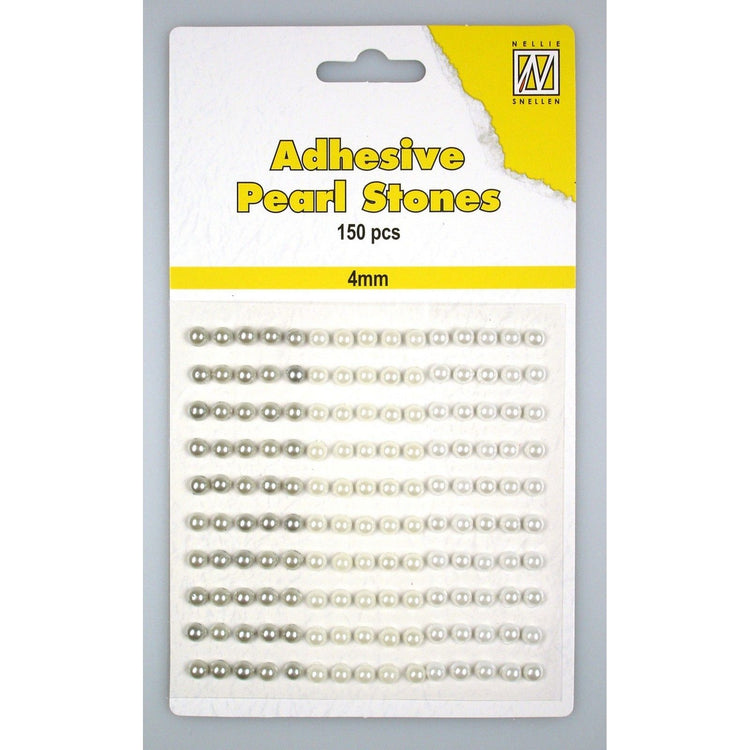 Nellie's choice • adhesive pearls 150stuks sheet 4mm 3 tones white