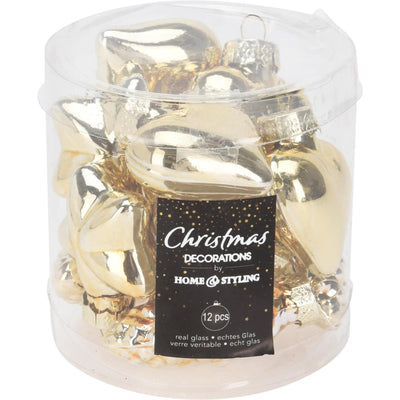 Ciondolo natalizio in vetro mix oro, set da 12 pezzi