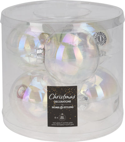 Home styling Pallina di Natale in tubo iridescente da 80 mm con 6 vetri