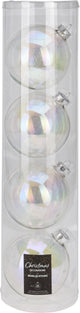 Home styling kerstbal 10cm iriserend koker a 4 glas