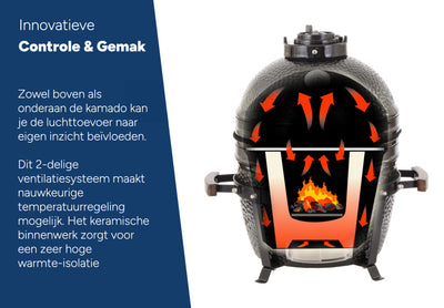 Arbaer Kamado Medium Ø 16 inch met Frame Keramisch Zwart