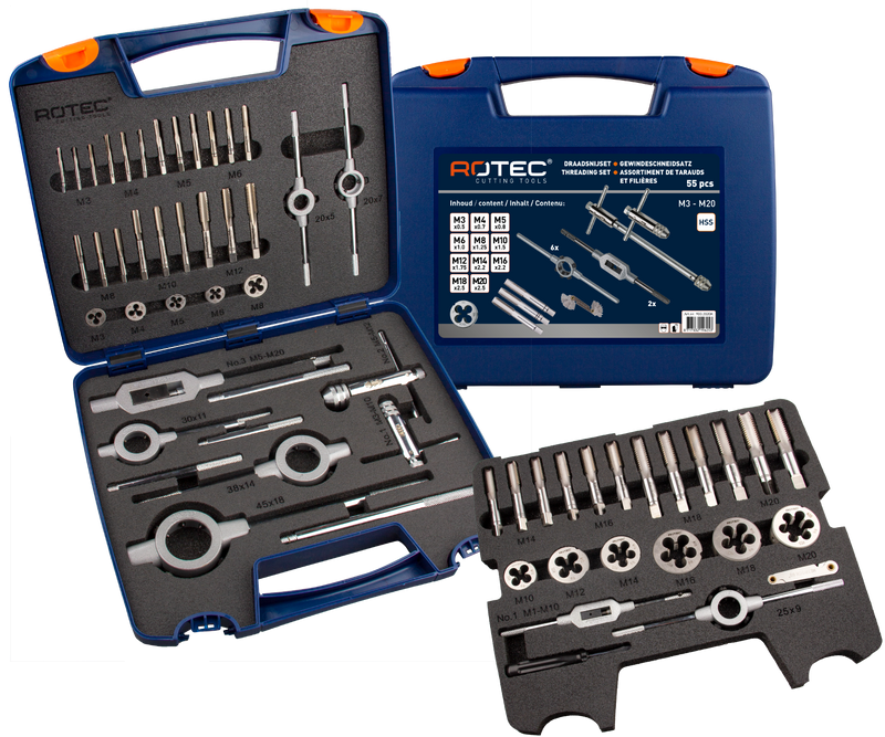 Set di inserti da taglio per maschi a mano Rotec 55 pezzi m3-m20