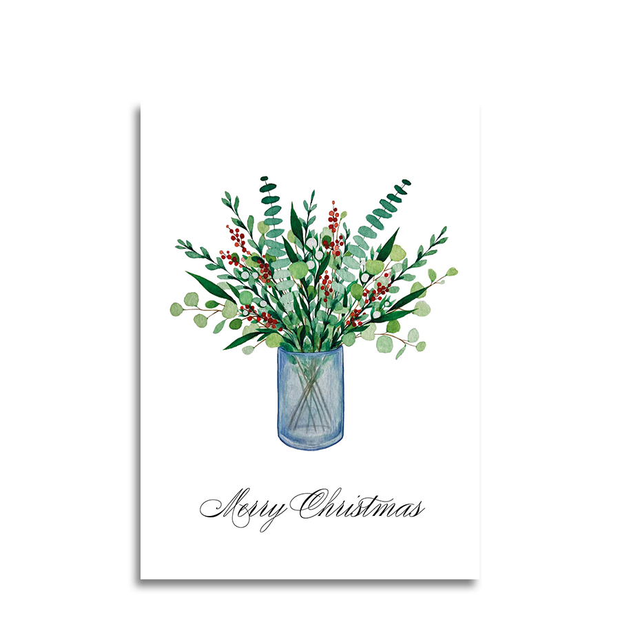 Art by andu wenskaart christmas vase