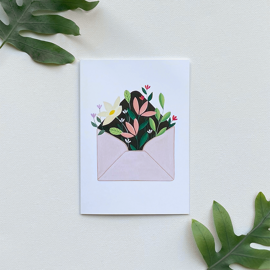 Art by andu wenskaart flower envelope