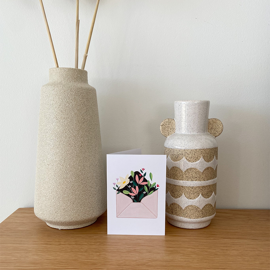 Art by andu wenskaart flower envelope