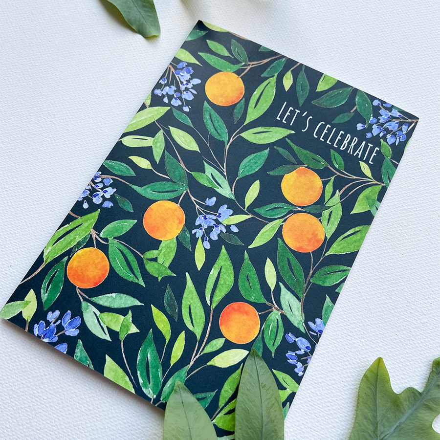 Art by andu wenskaart orange tree