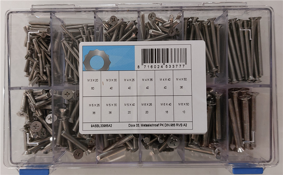 Assortimento di viti metalliche d965 acciaio inox a2
