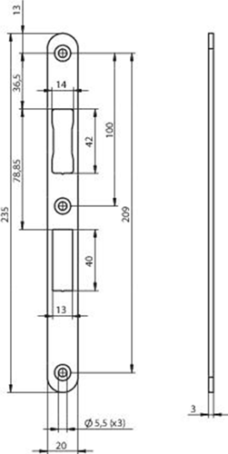 Contropiastra Assa Abloy N6001 | acciaio inox 24x235x3mm labbro 40mm arrotondato | dottor 1+2+3+4 - 10049721
