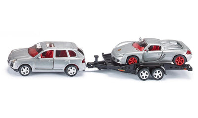 Siku auto met aanhanger en sportauto (1:55)