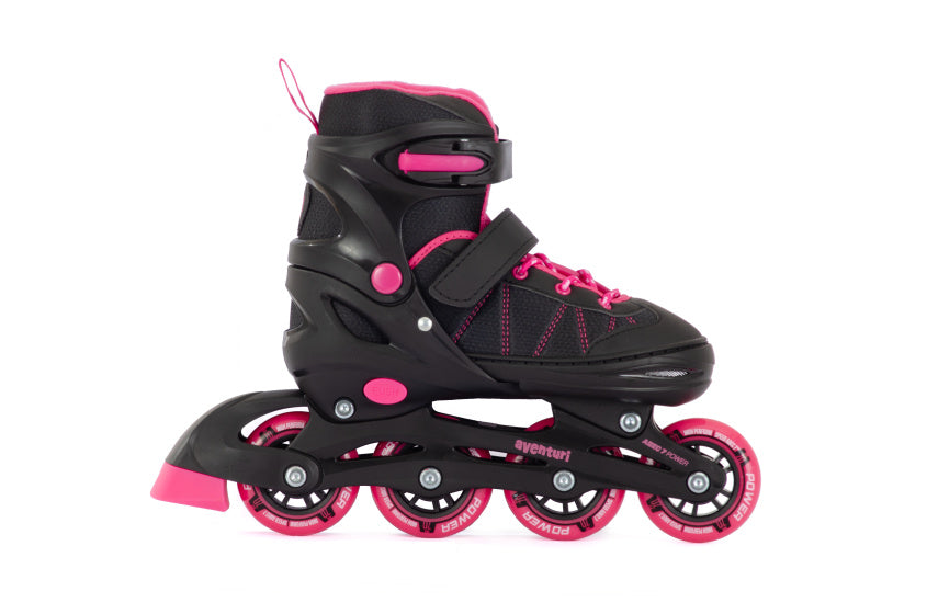 Aventuri verstelbare inline skates semi-softboot zwart roze maat 34-37 (m)