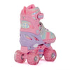 Patinillos de rodillo ajustables de Aventuri con un brillo ligeramente rosa tamaño 27-30 (XS)