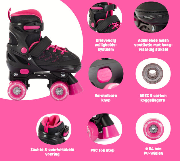 Pattini a rulli regolabili Aventuri Semi-softboat Black Pink Size 35-38 (M)