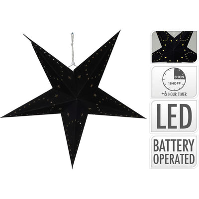 Carta stella con LED 45 cm nera