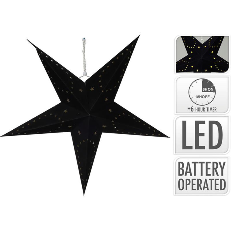 Carta stella con LED 45 cm nera