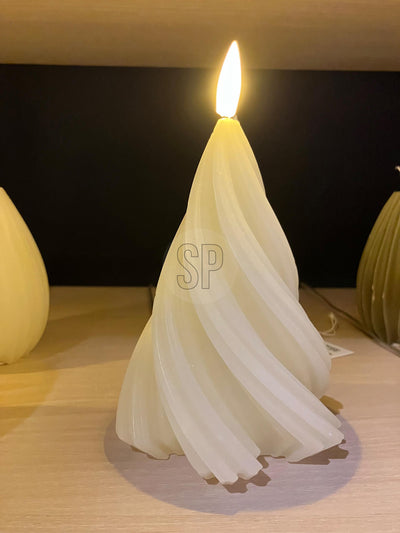 Candela home styling led albero ritorto h13cm crema