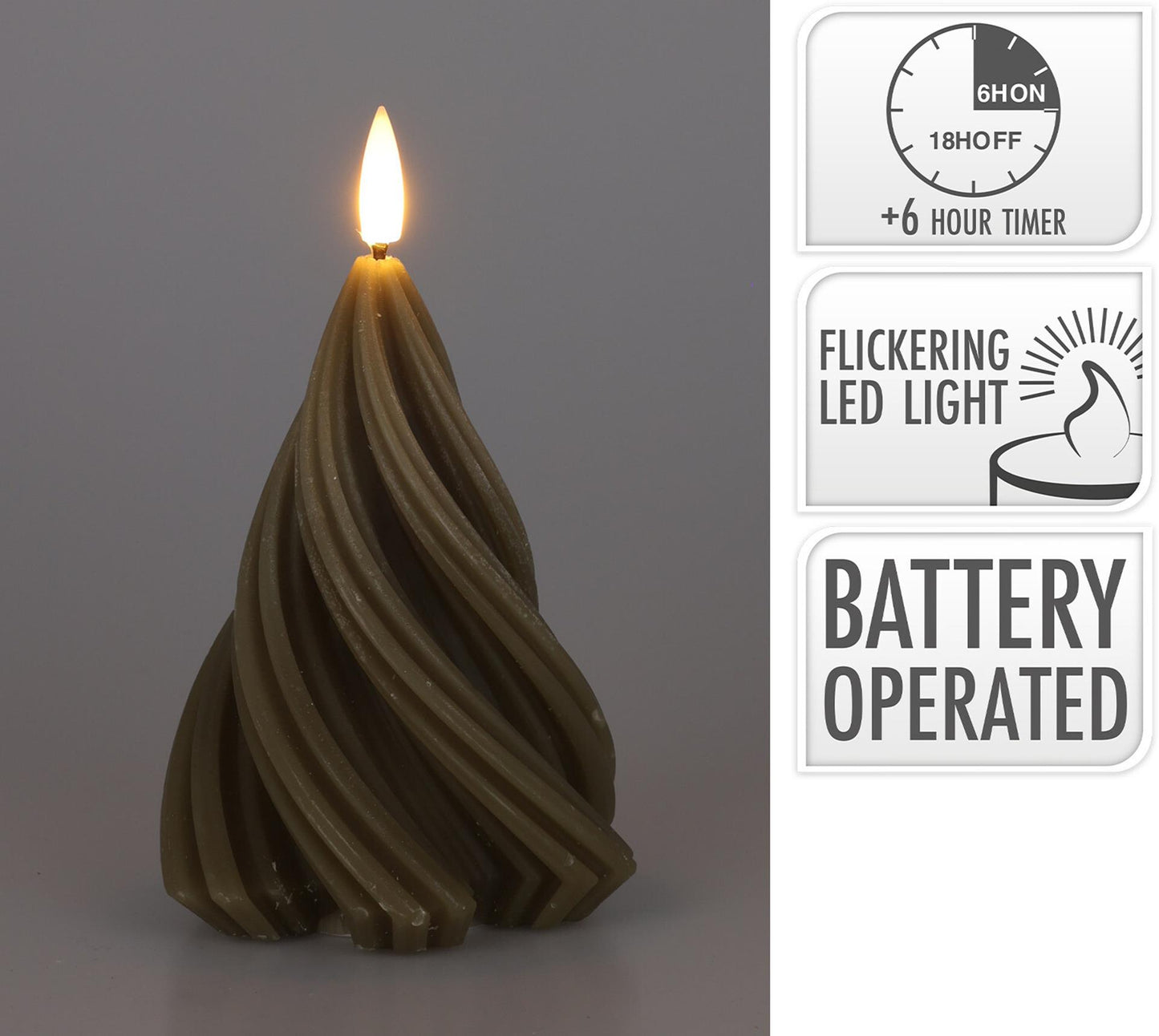 Candela home styling led albero ritorto h13cm tortora