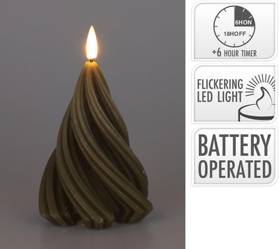 Candela home styling led albero ritorto h13cm tortora