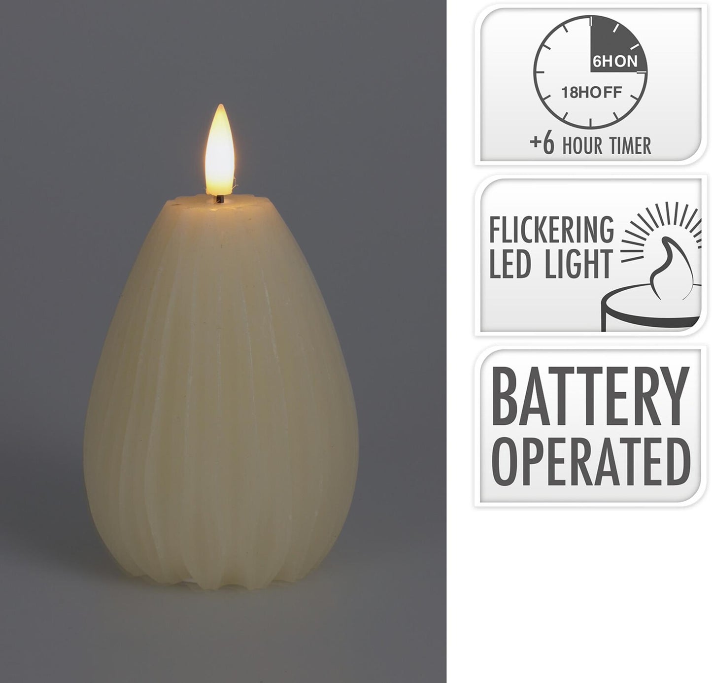 Vela Home Styling pera LED acanalada 10cm