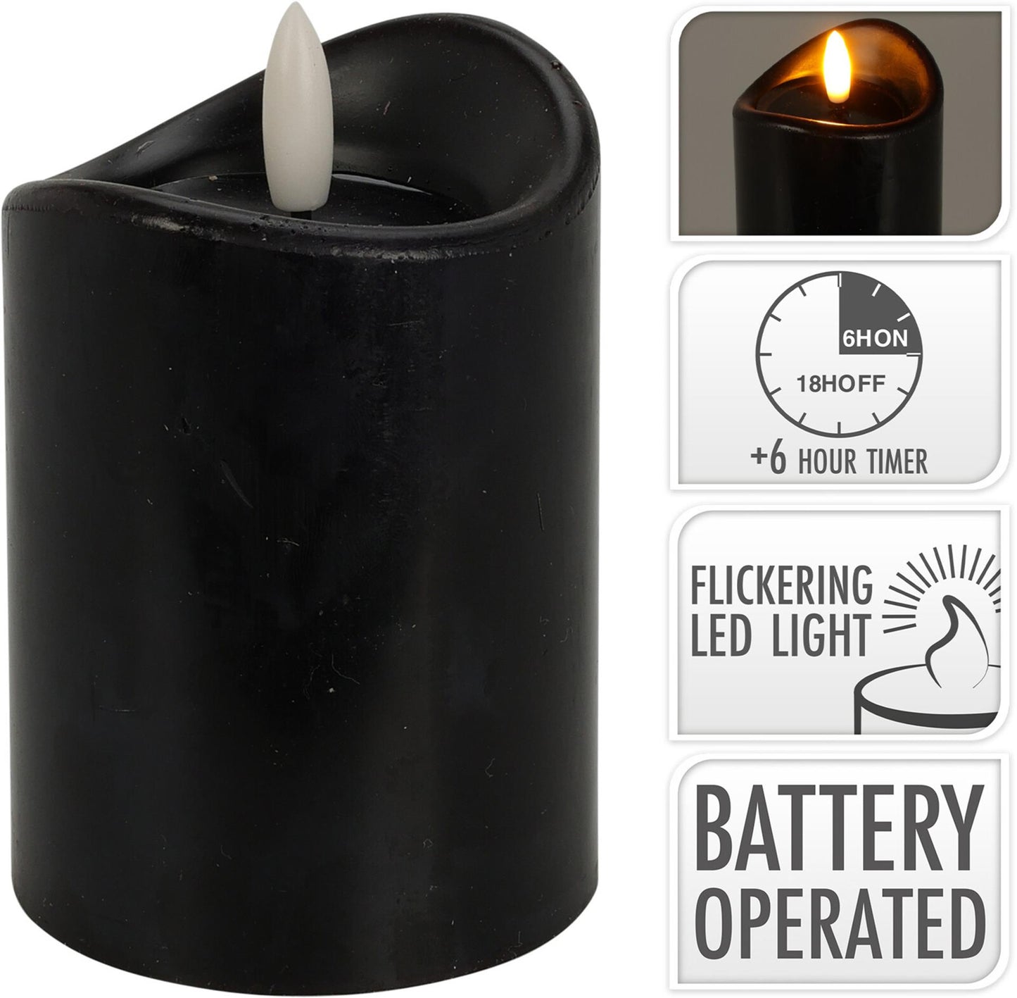 Candela LED per interni 70x100mm nera