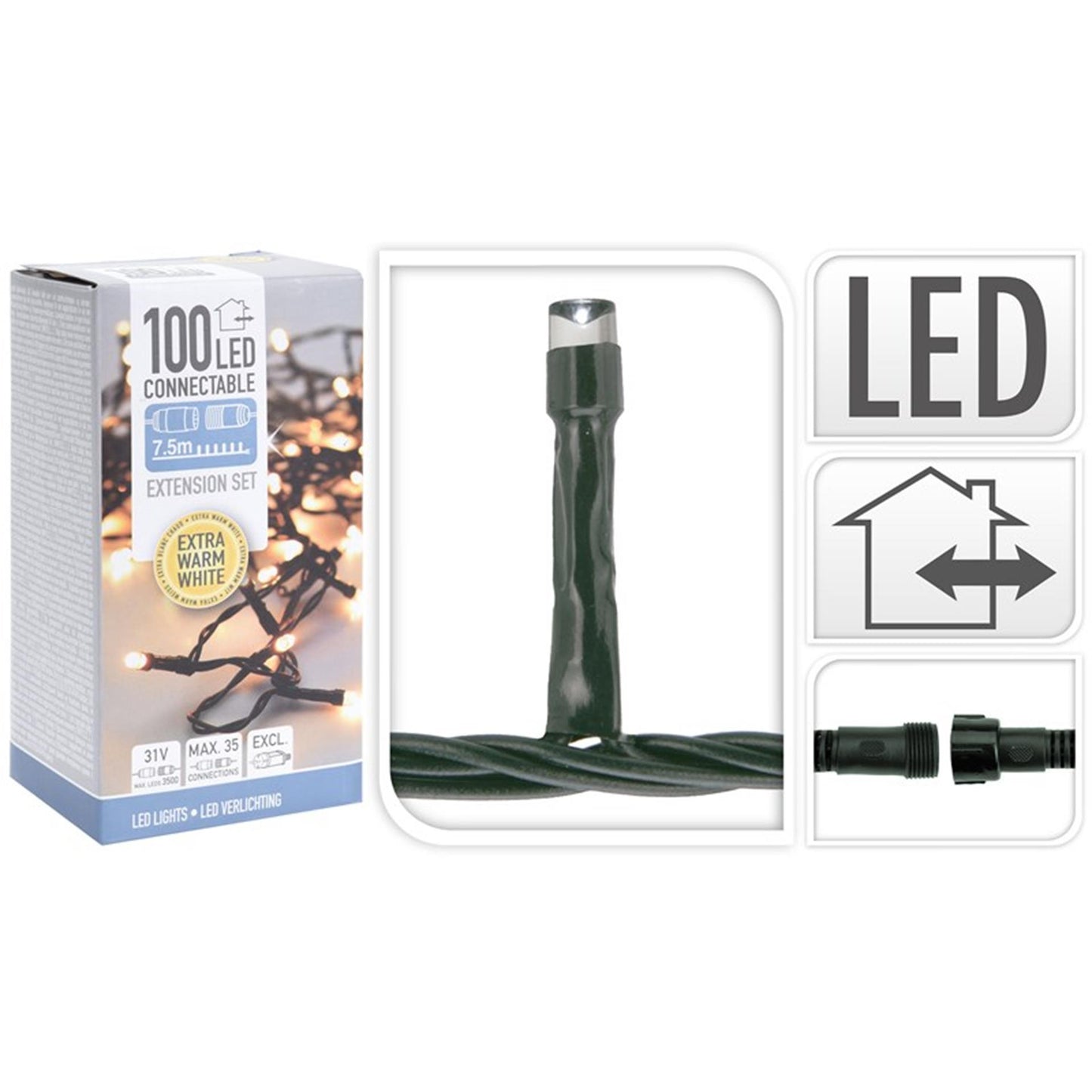 Prolunga stringa LED 31v collegabile per l'home styling da 7,5 m