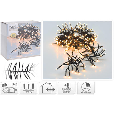 Luci di Natale cluster 1512 LED bianco caldo