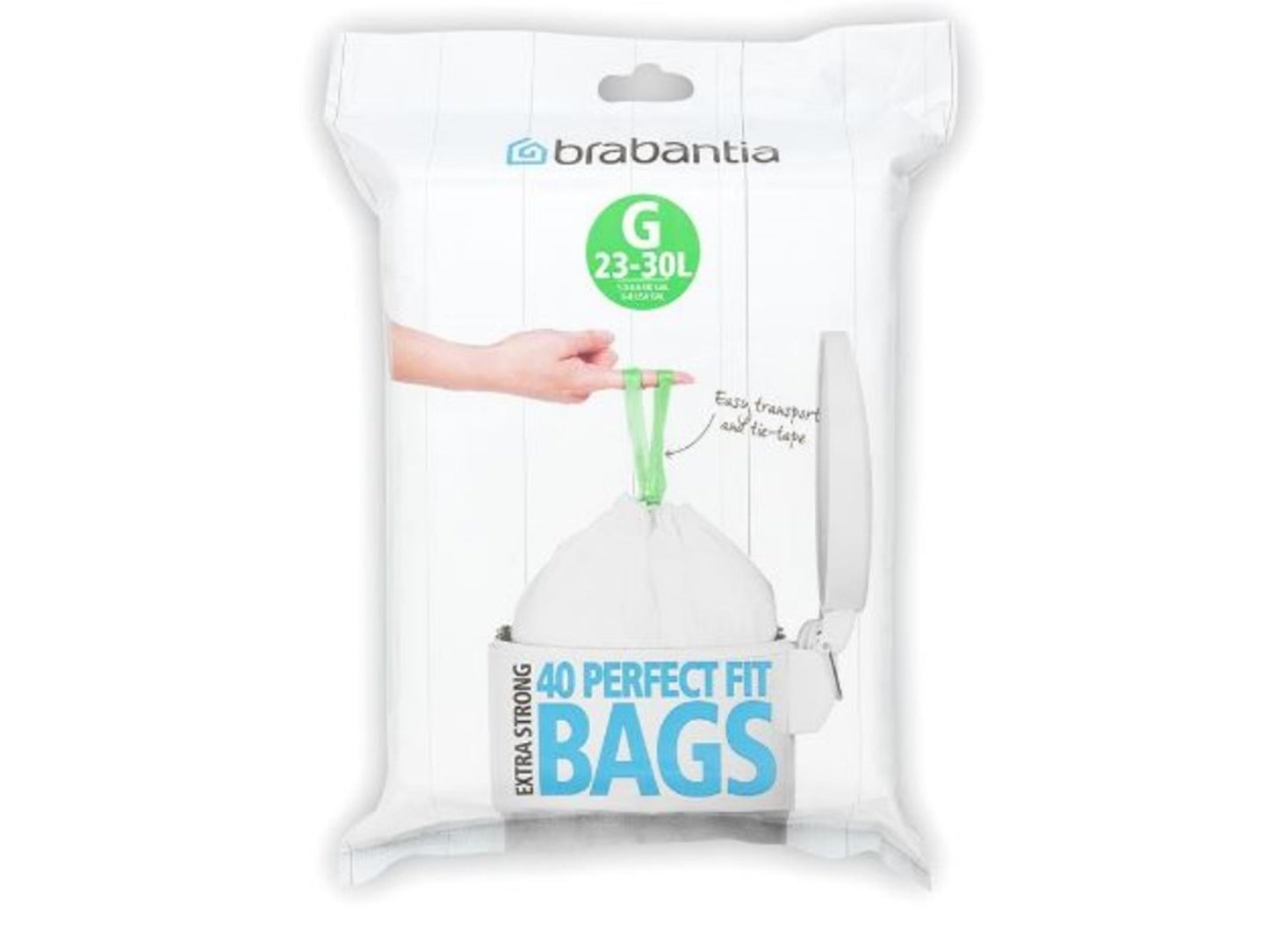 Brabantia perfectfit 23-30 liter slimline vuilniszakken g dispenser pack 40 zakken