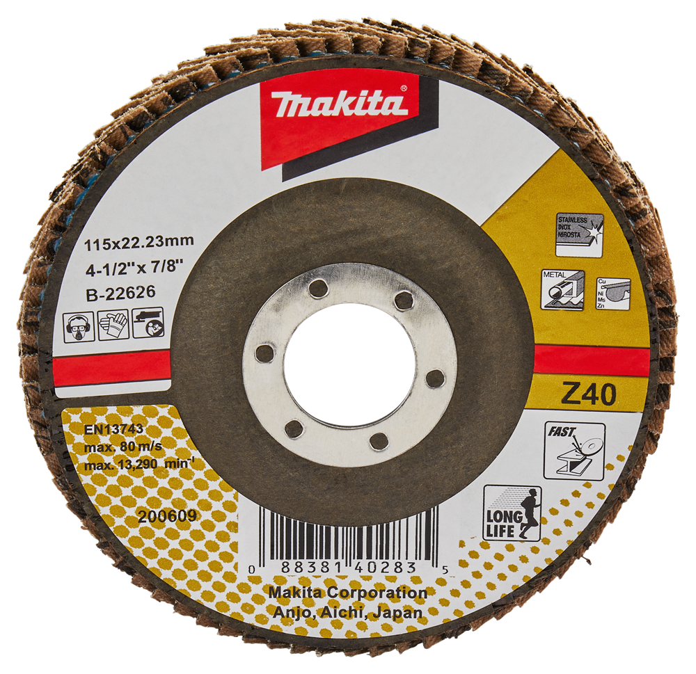 Accessori Makita disco abrasivo lamellare 115mm z40 - b-22626 b-22626