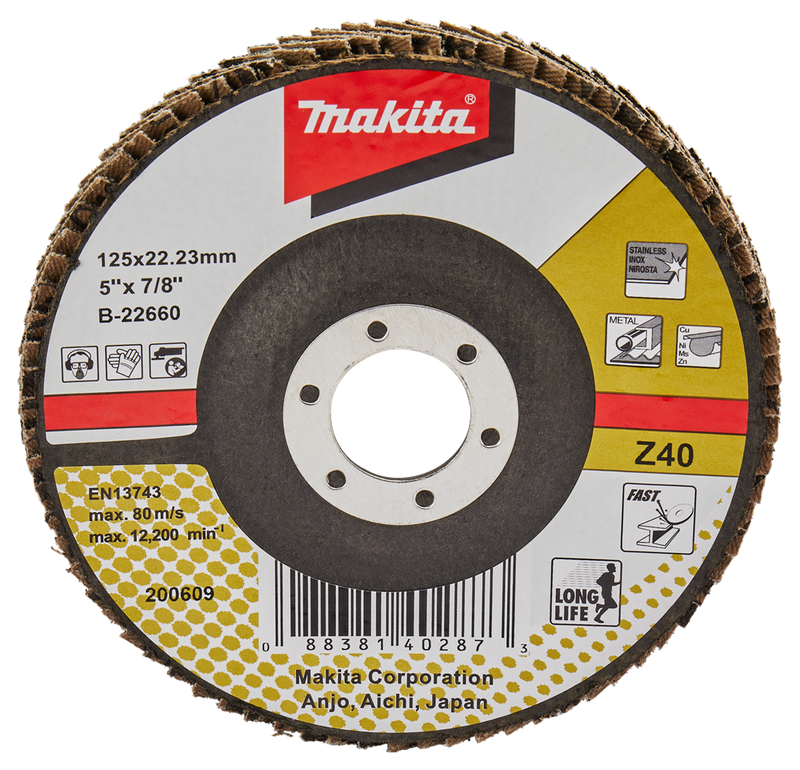 Accessori Makita disco abrasivo lamellare 125mm z40 - b-22660 b-22660