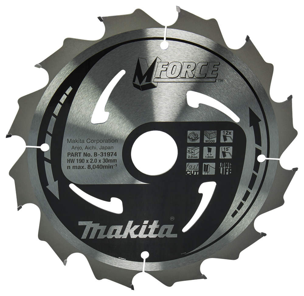 Accessori Makita lama per sega circolare legno | mforce 190x30x2.0 12t 15g - b-31974 - b-31974